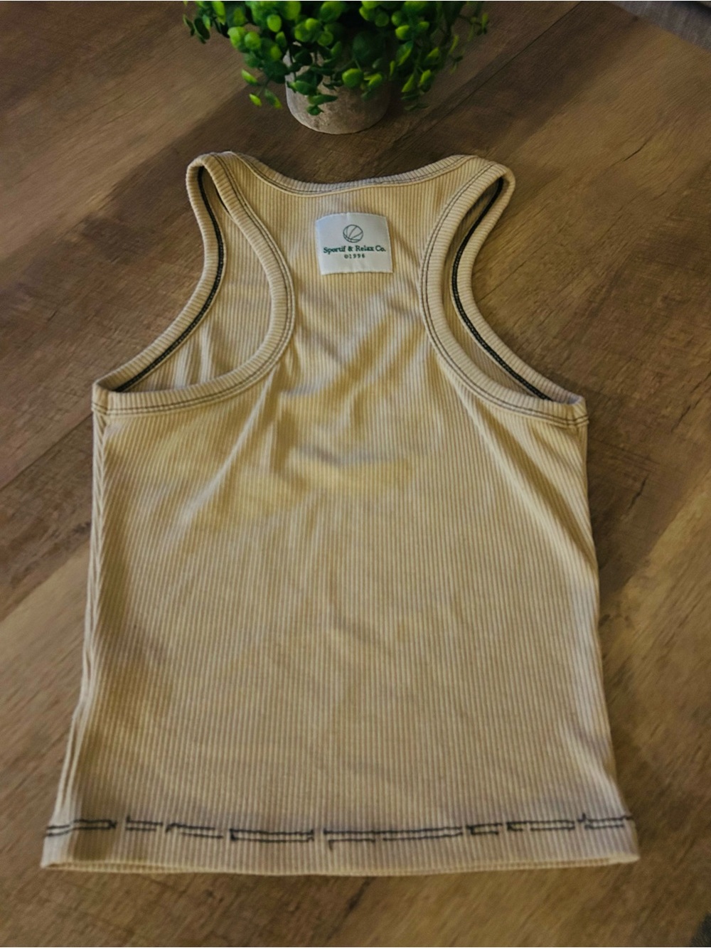 Princess Polly Cream Ribbed Racerback Tank Top - Picture 3 of 3